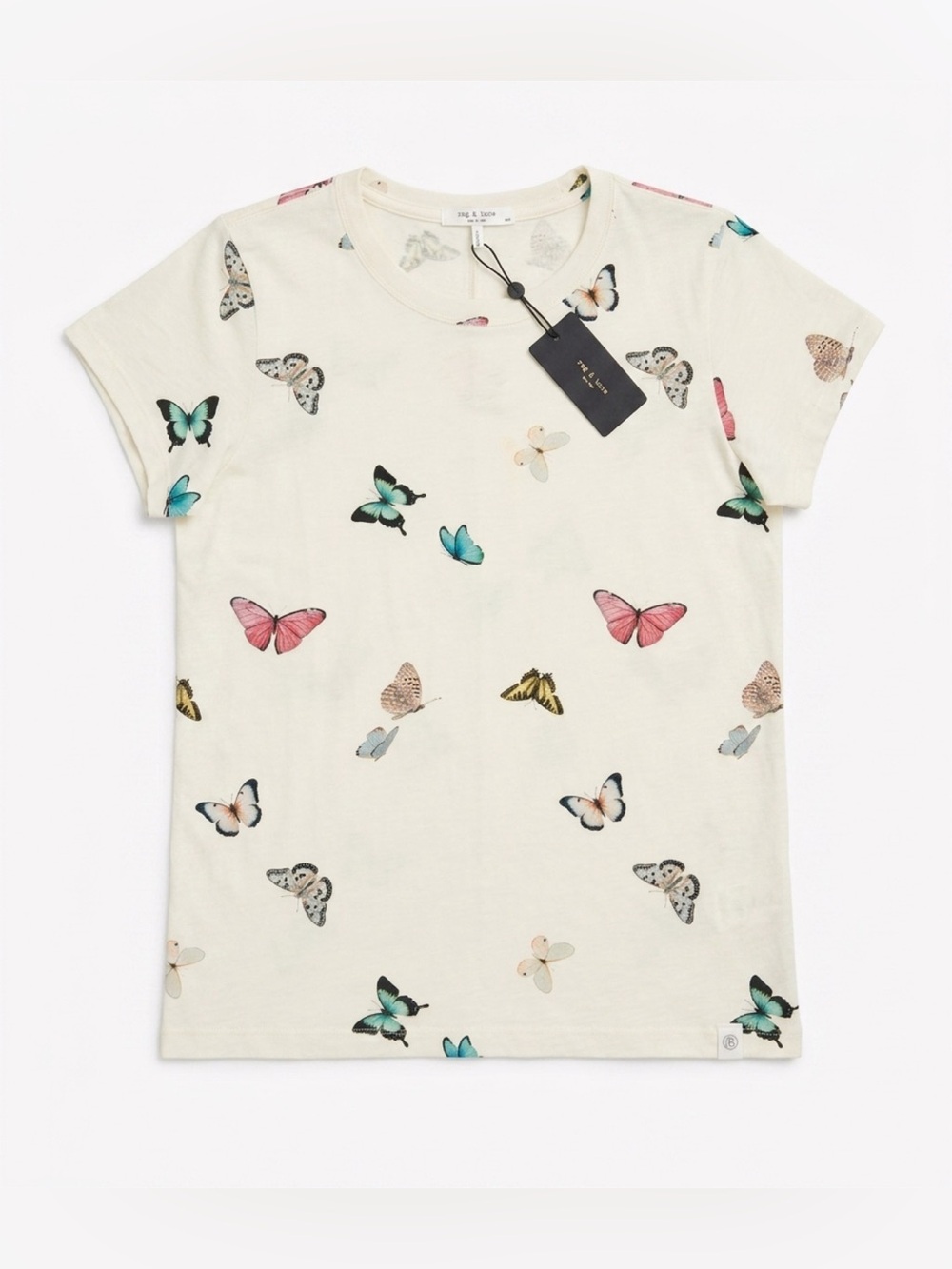 NWT Women’s Rag & Bone Ozzy Butterfly Printed Premium Cotton Tee- Size Small